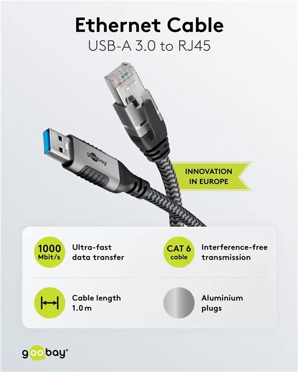 Ethernet-Kabel USB-A 3.0 auf RJ45, 1 m