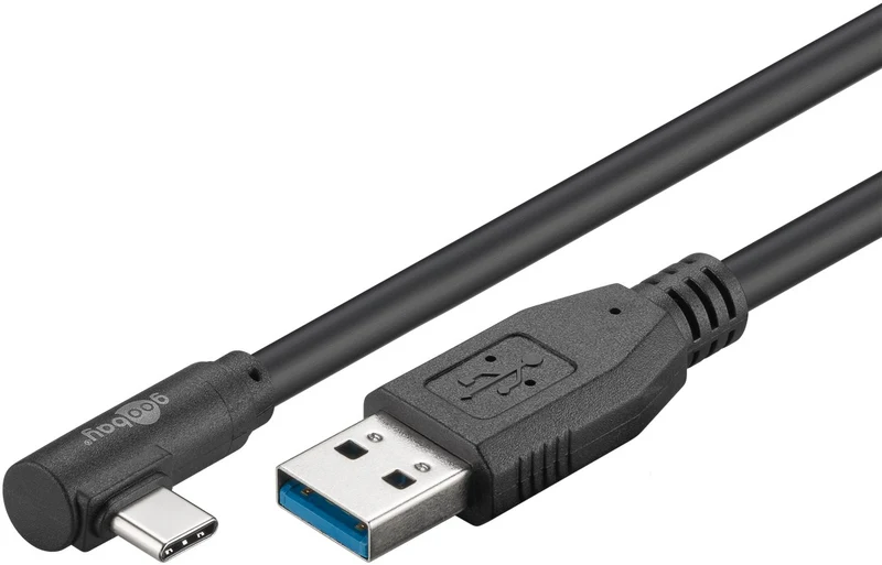 USB-C™-auf-USB-A-Kabel 90°, 1 m, schwarz