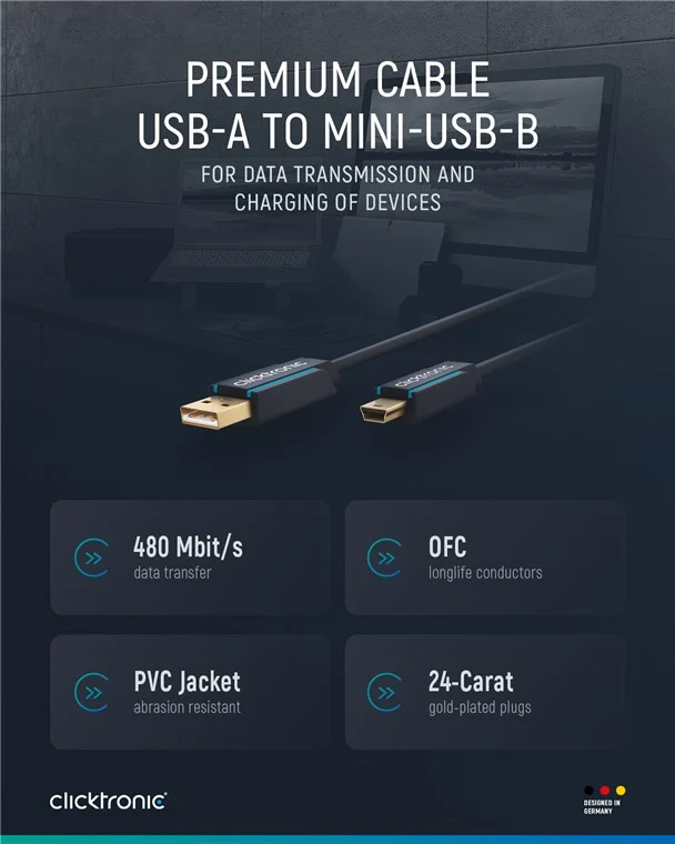 USB-A-auf-USB-Mini-B 2.0 Adapterkabel