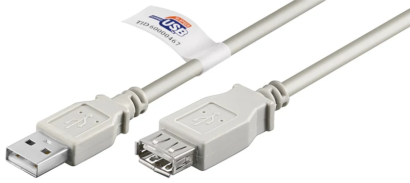 USB-A-Verlängerung, zertifiziert, 5 m, grau