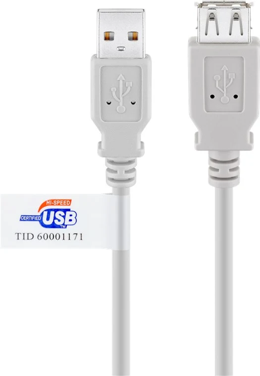 USB-A-Verlängerung, zertifiziert, 5 m, grau
