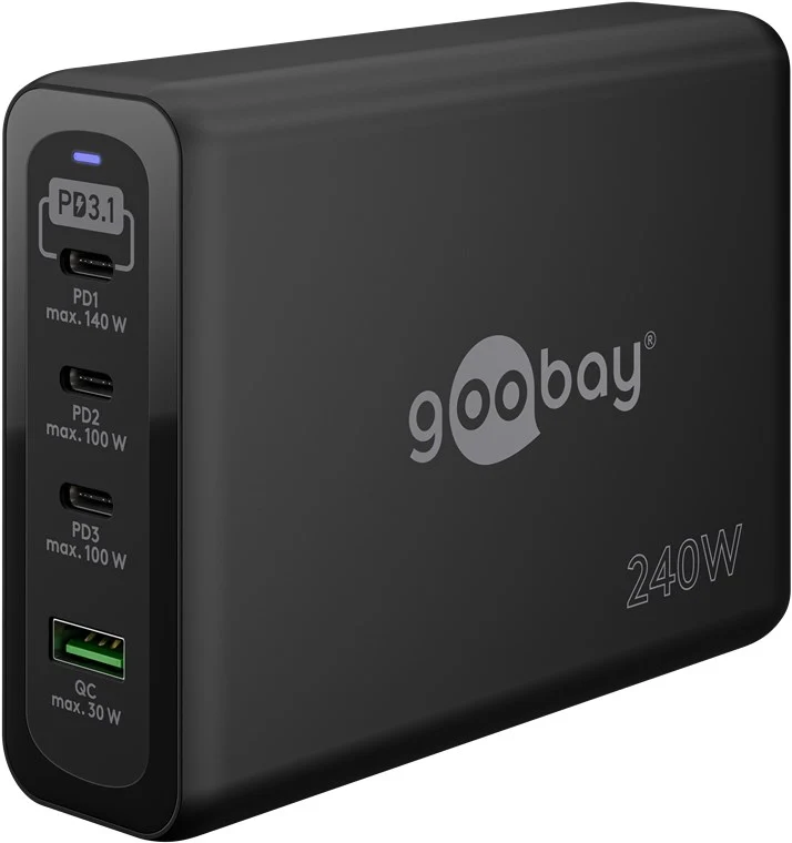 USB-C™ PD GaN Multiport-Schnellladegerät (240 W) schwarz