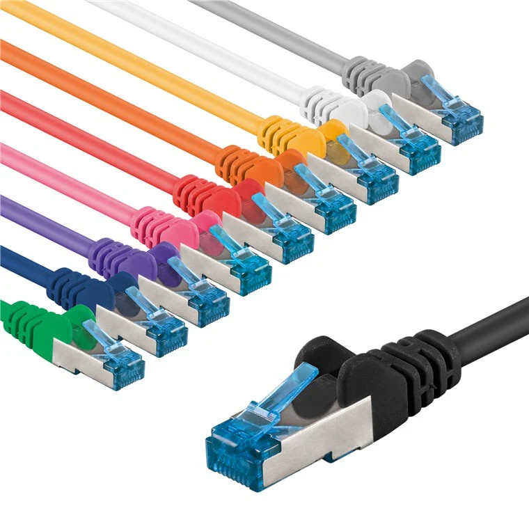 CAT 6A Patchkabel, S/FTP (PiMF), 1 m, Set in 10 Farben