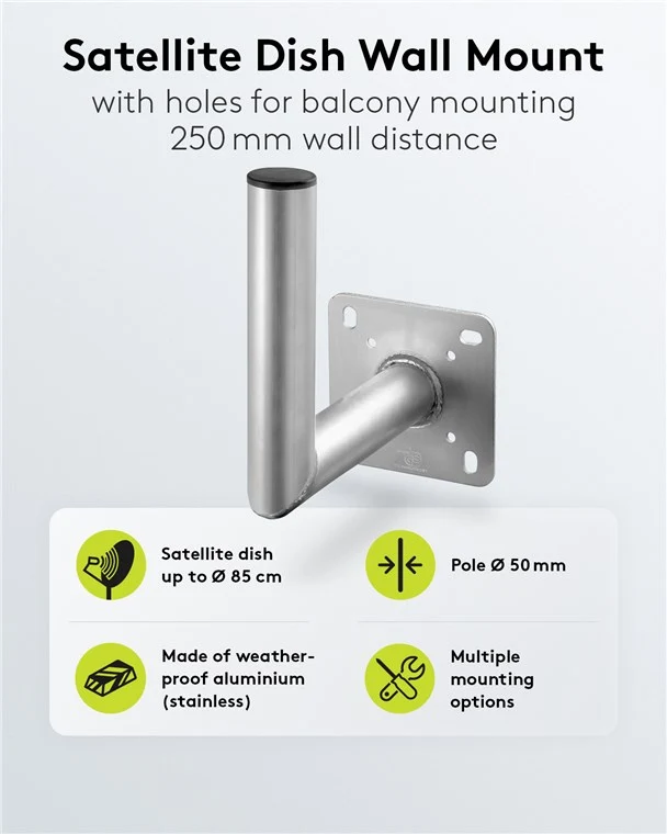 Aluminium Sat-Schüssel-Wandhalterung, 250 mm Wandabstand