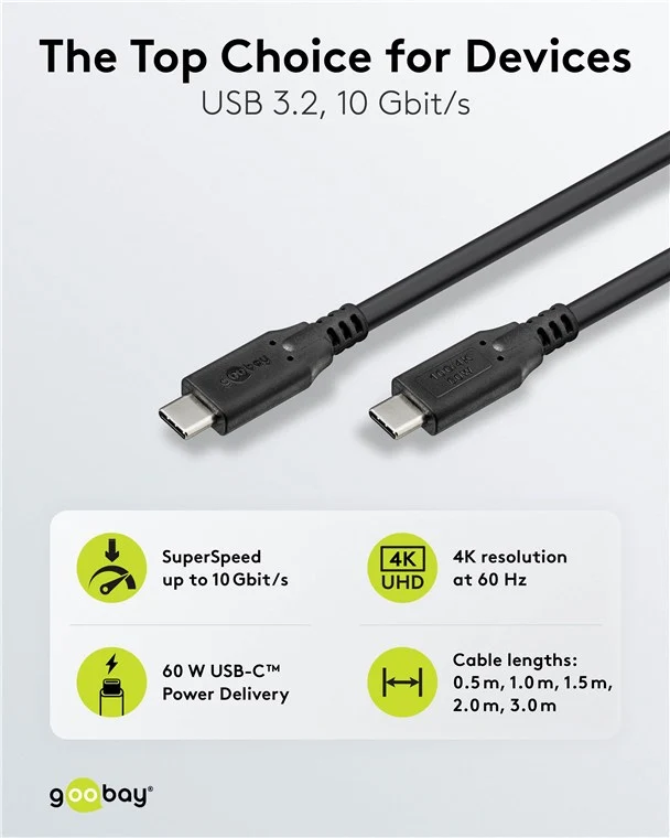 USB-C™-Kabel, 1,5 m, schwarz