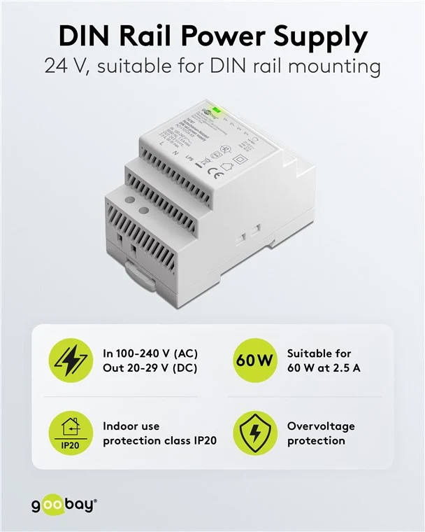 Hutschienen-Netzteil (DIN-Rail) 24 V (DC), 2,5 A, 60 W