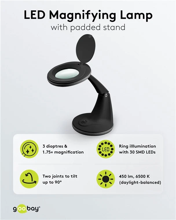 LED-Stand-Lupenleuchte, 6 W, schwarz