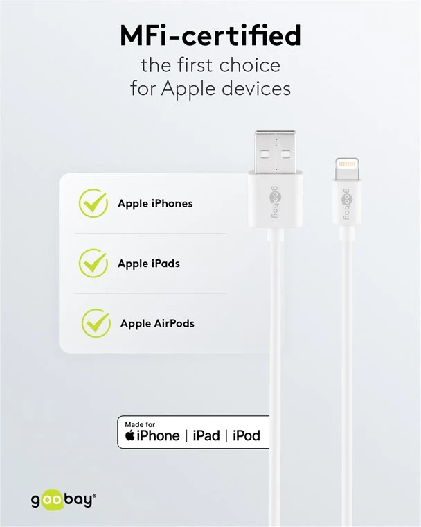 Lightning USB Lade- und Synchronisationskabel, 1 m, weiß