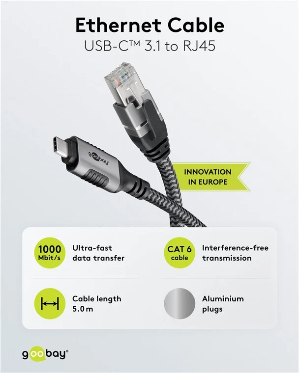Ethernet-Kabel USB-C™ 3.1 auf RJ45, 5 m
