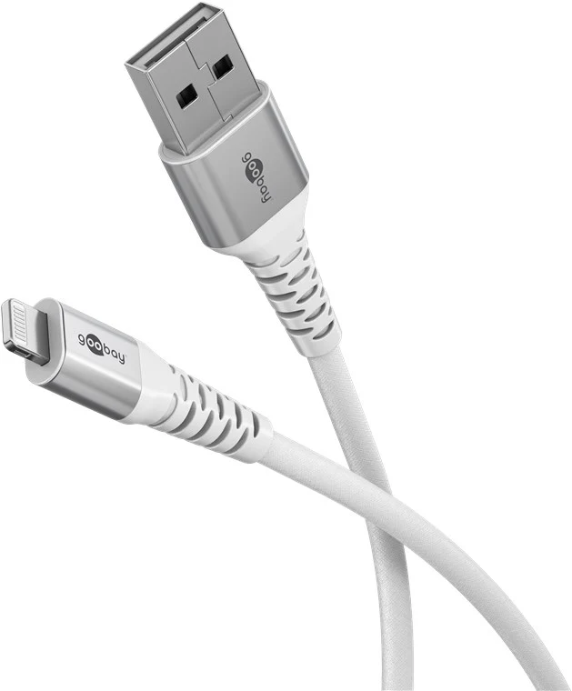 Lightning auf USB-A Supersoftes Textilkabel mit Metallsteckern, 3 m