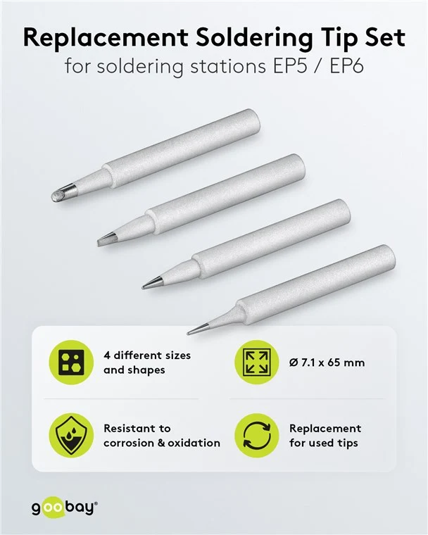 Ersatzlötspitzenset für Lötstation EP5 oder Lötkolben, 4 verschiedene Spitzen