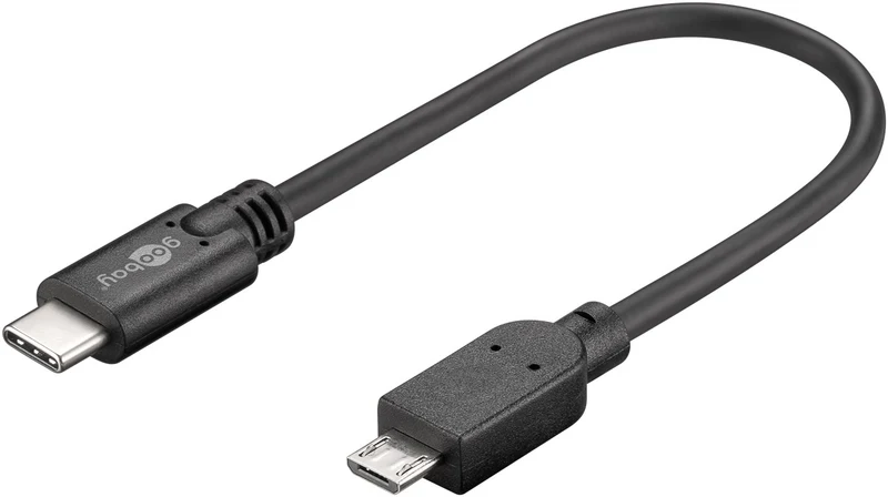 USB-C™-auf-Micro-B-Kabel, OTG, 0,2 m, schwarz