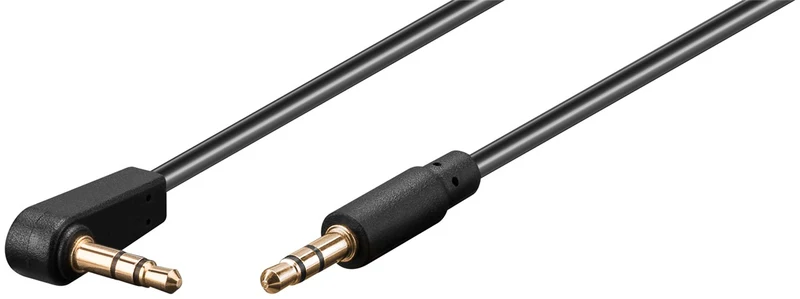 Audio Verbindungskabel AUX, 3,5mm stereo 3-pol., slim, CU, abgewinkelt