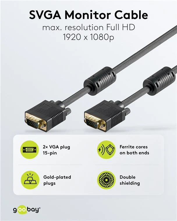 Full HD SVGA-Monitorkabel, vergoldet
