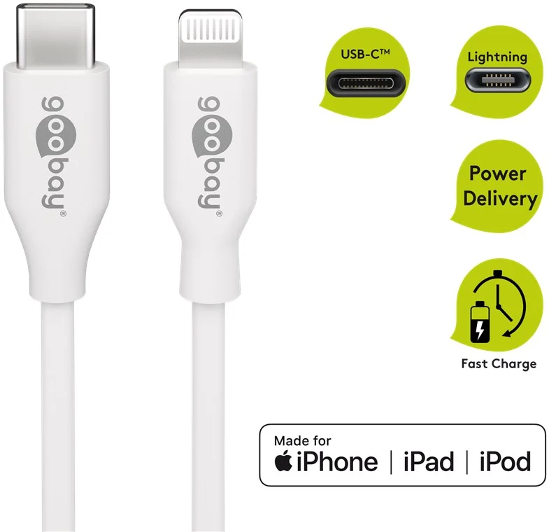 Lightning USB-C™ Lade- und Synchronisationskabel, 1 m, weiß
