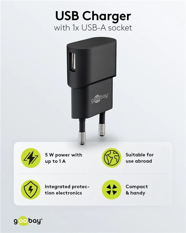 USB-A Ladegerät (5 W) schwarz
