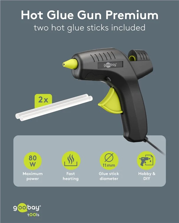 Heißklebepistole Premium 80 W, inkl. 2 Klebesticks