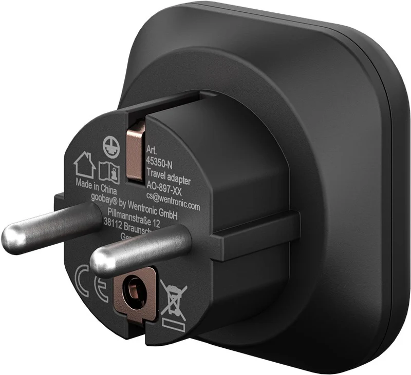 Reiseadapter USA/Japan auf Europa, schwarz