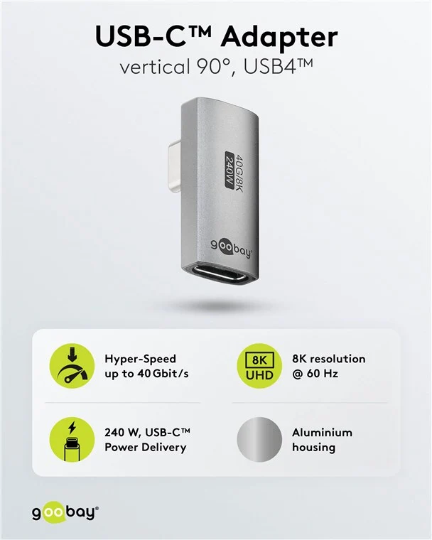 USB-C™-Adapter vertikal 90° rotiert, USB4™