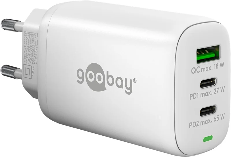 USB-C™ PD GaN Multiport-Schnellladegerät (65 W) weiß