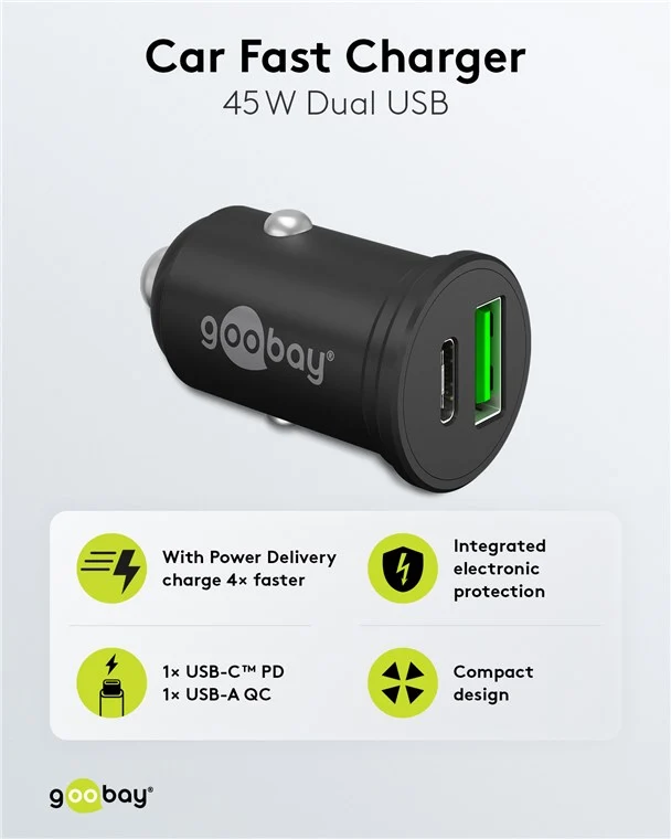 Dual-USB Auto-Schnellladegerät USB-C™ PD (Power Delivery) (45 W)