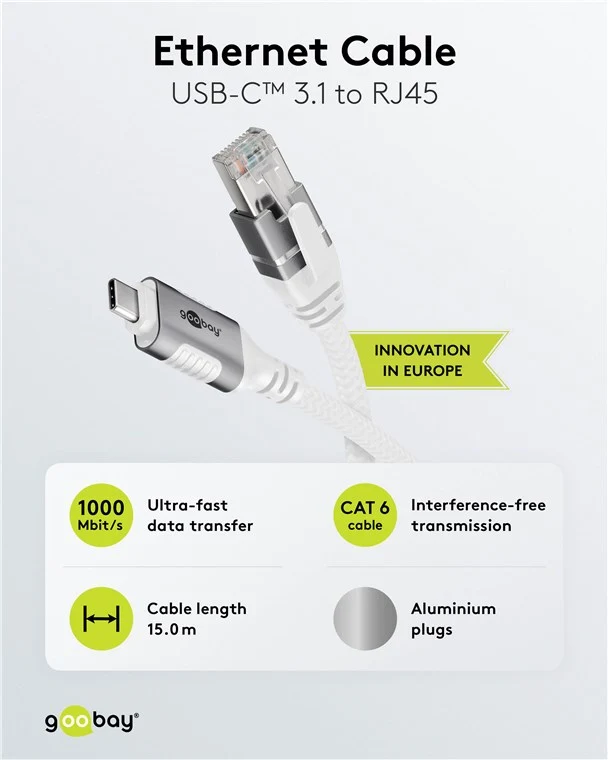 Ethernet-Kabel USB-C™ 3.1 auf RJ45, 15 m