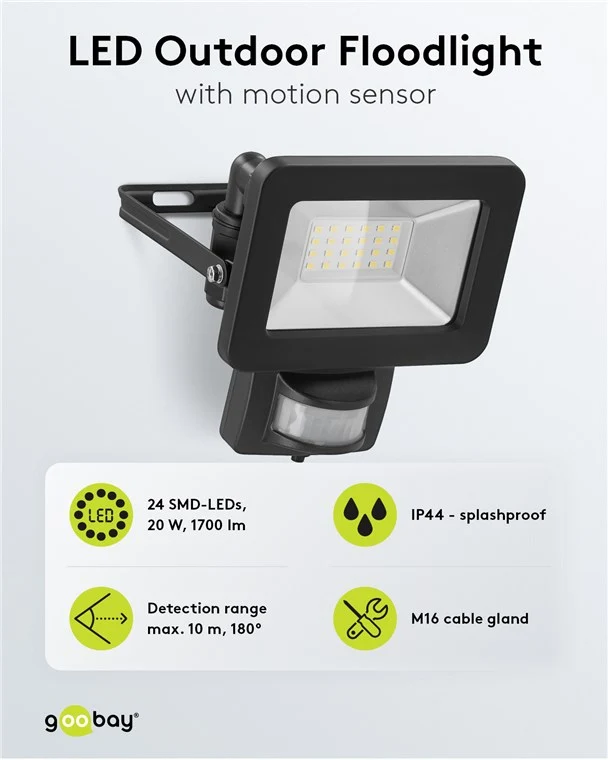 LED-Außenstrahler, 20 W, mit Bewegungsmelder