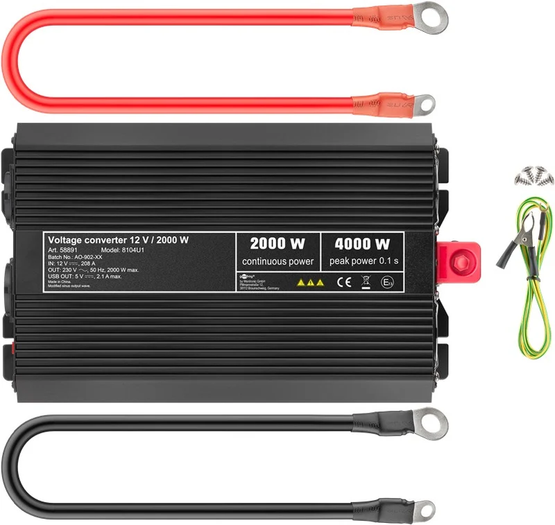 Kfz-Spannungswandler DC/AC (12 V - 230 V/2000 W) USB