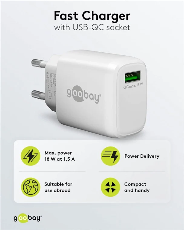 USB-A QC Schnellladegerät (18 W) weiß