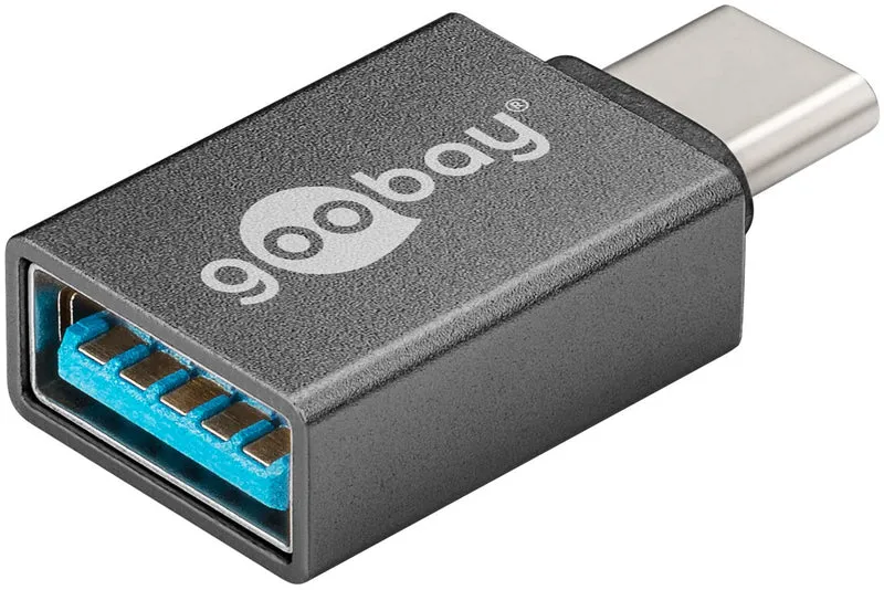 USB-C™/USB-A 3.0 OTG SuperSpeed-Adapter für Ladekabel, grau