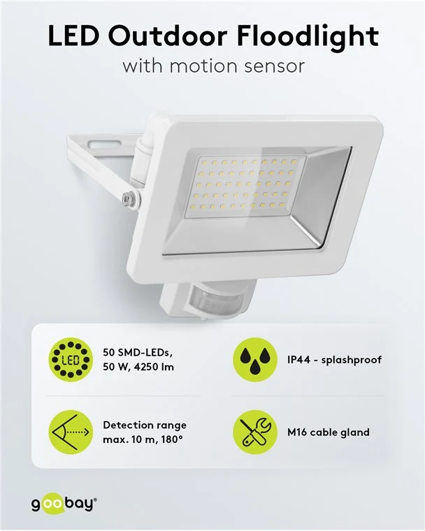 LED-Außenstrahler, 50 W, mit Bewegungsmelder