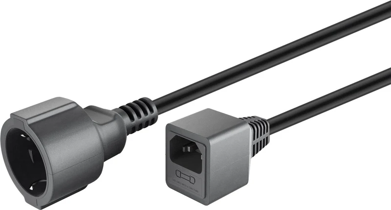 Adapterkabel Schutzkontakt auf C14, 1,5 m, schwarz