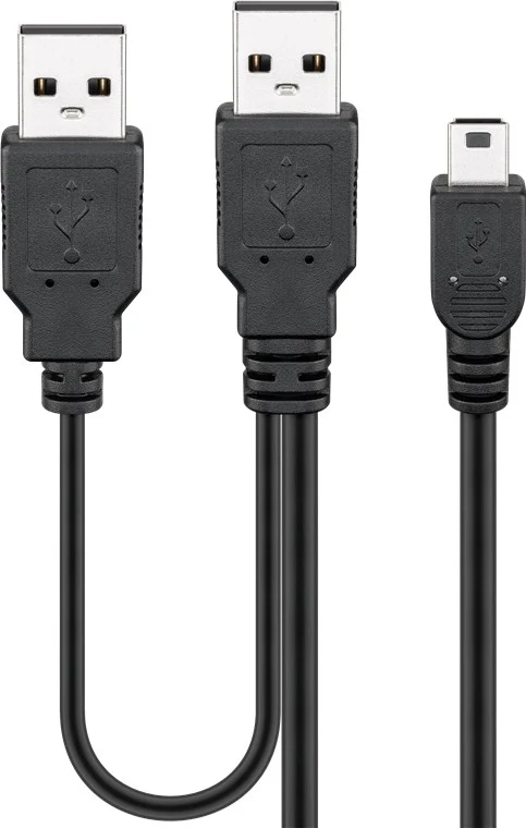 USB 2.0 Hi-Speed Dual-Power Kabel, schwarz