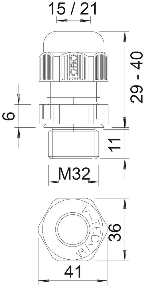 M32 Ip68 Polyamid Kabeldurchführung Mit Zugentlastung - 2022851 [2 Stück]