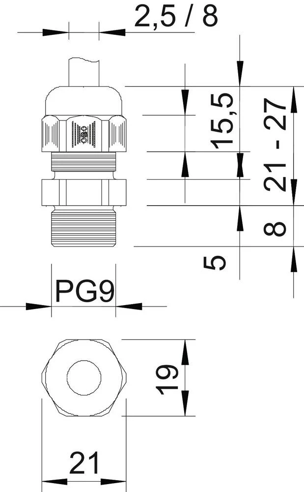 PG9 IP68 Kabelverschraubung Mit Zugentlastung RAL 7001 - 2022613 [10 Stück]