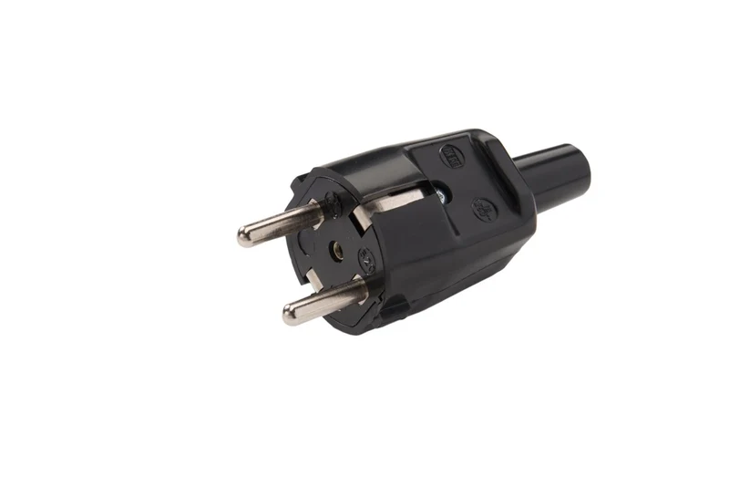 Pvc Typ F Stromstecker Mit Zugentlastung 250V 16A Schwarz - 520/SW [5 Stück]