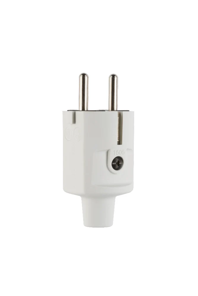 Kompakte Schuko Doppelerdungsstecker IP20 TPE Grau - 100000046 [2 Stück]