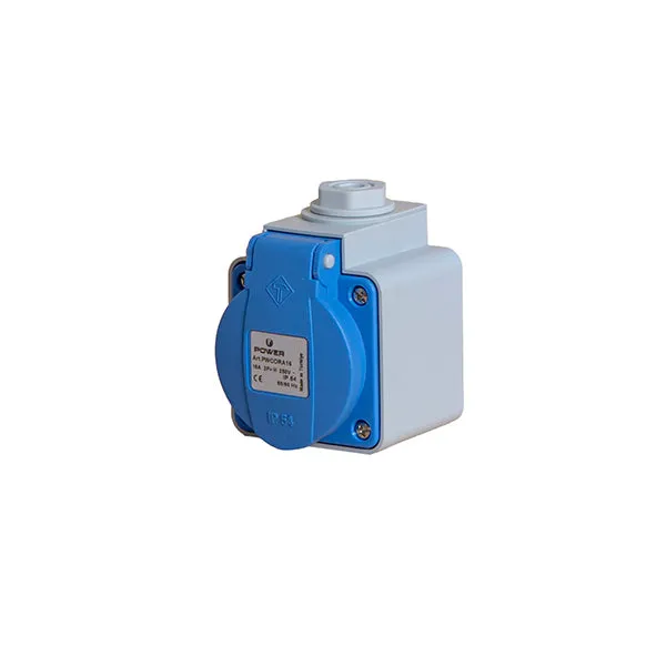 16A Aufputz Stromsteckdose IP54 Grau Blau - PWCORA16 [2 Stück]