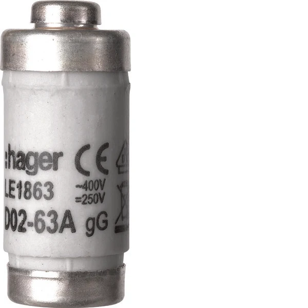Hager D02 Sicherungseinsatz 63A 400V Mit Anzeige - LE1863 [2 Stück]