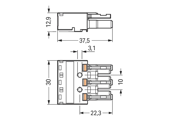 WAGO 770-203 WINSTA MIDI 3-poliger Weiblicher Stecker Schwarz - 770-203 [100 Stück]