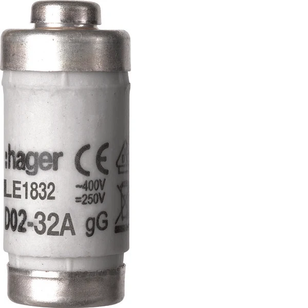 Hager D02 32A 400V Gg Sicherungselement Mit Anzeige - Le1832 [10 Stück]