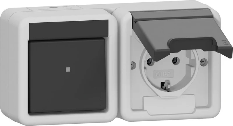 Gira 417730 Horizontale Schaltersteckdose Kombination IP44 Grau - 417730