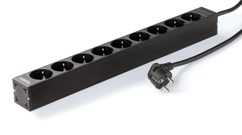 Stromverteilereinheit 16A 9 Steckdosen Schuko Schwarz (Europäische Steckdose) - PLA416-9-BL