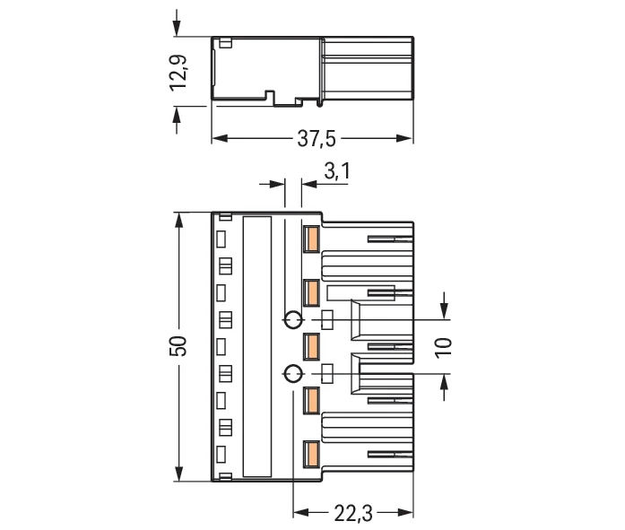 Wago Winsta Midi 5-poliger Stecker Blau - 770-1115 [2 Stück]