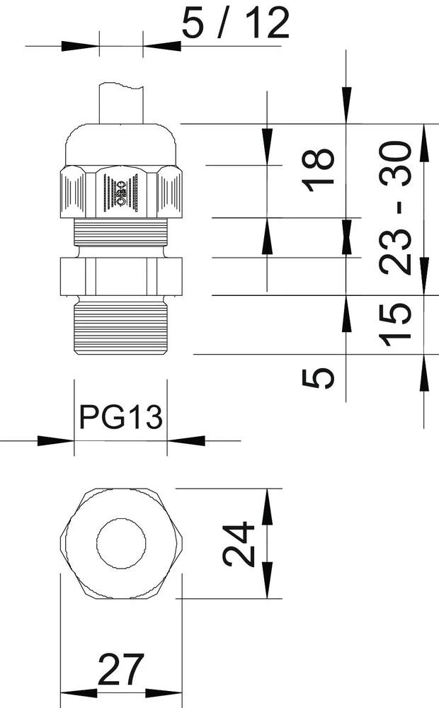 IP68 Kabelverschraubung PG13.5 Lange Gewinde Silbergrau - 2024209 [5 Stück]