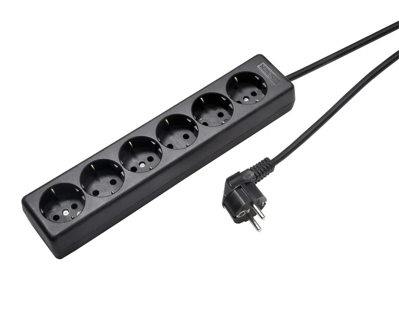 6-fach Steckdosenleiste Mit 90 Grad Steckdosen 1,5M Kabel (Europäische Steckdose) - 1060ZL/15W/SW