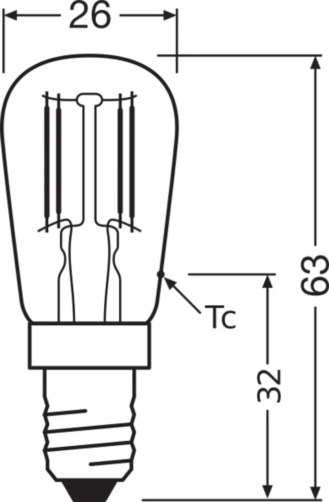 Led Spezielle T26 Kühlschranklampe 2.8W E14 Klar - 4099854066498
