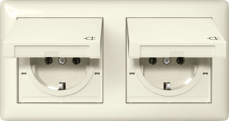 Gira Standard 55 Doppeltes Schuko-Steckdose IP44 Mit Abdeckung - 415801
