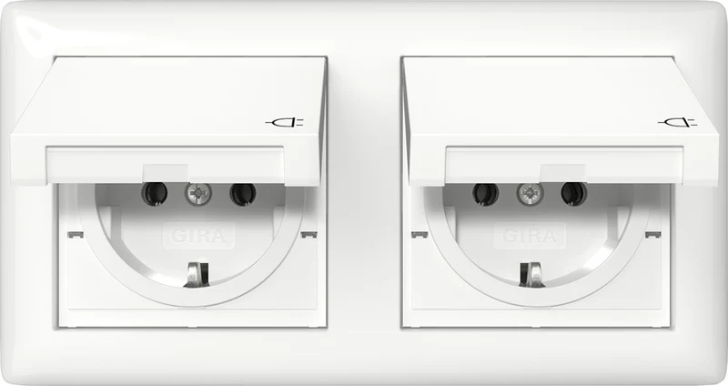 Doppelter Schuko IP44 Steckdose Mit Scharnierabdeckung Standard 55 - 415803