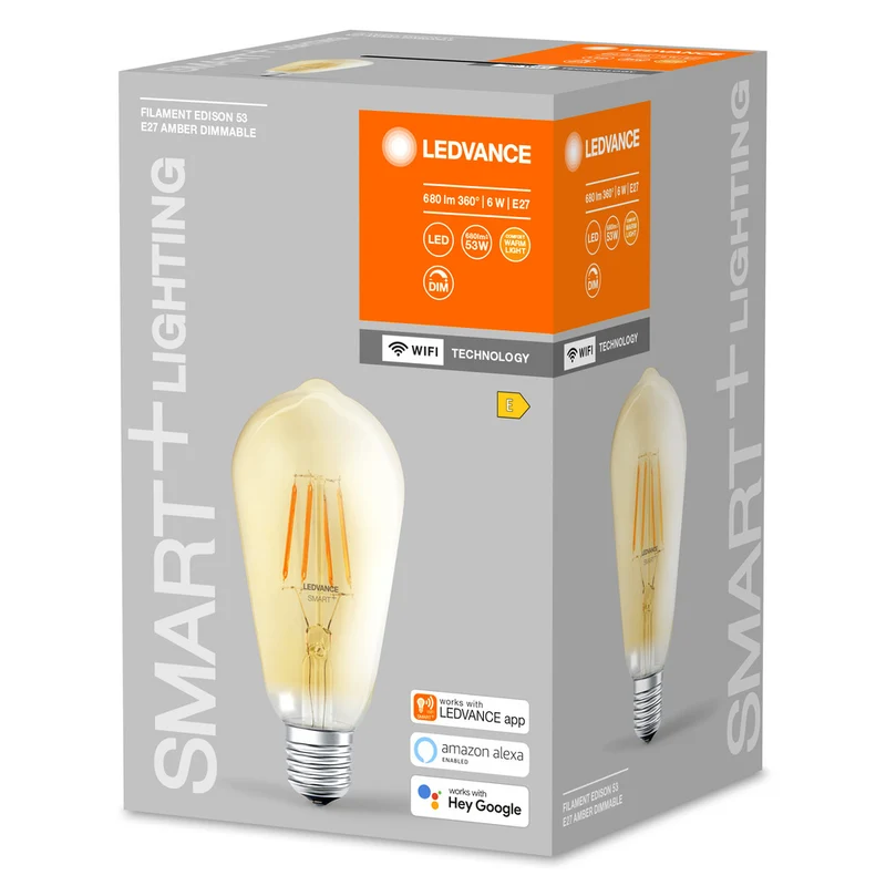 LEDVANCE Smarte WiFi Edison Filament E27 6W 2400K Dimmbar - 4058075610545